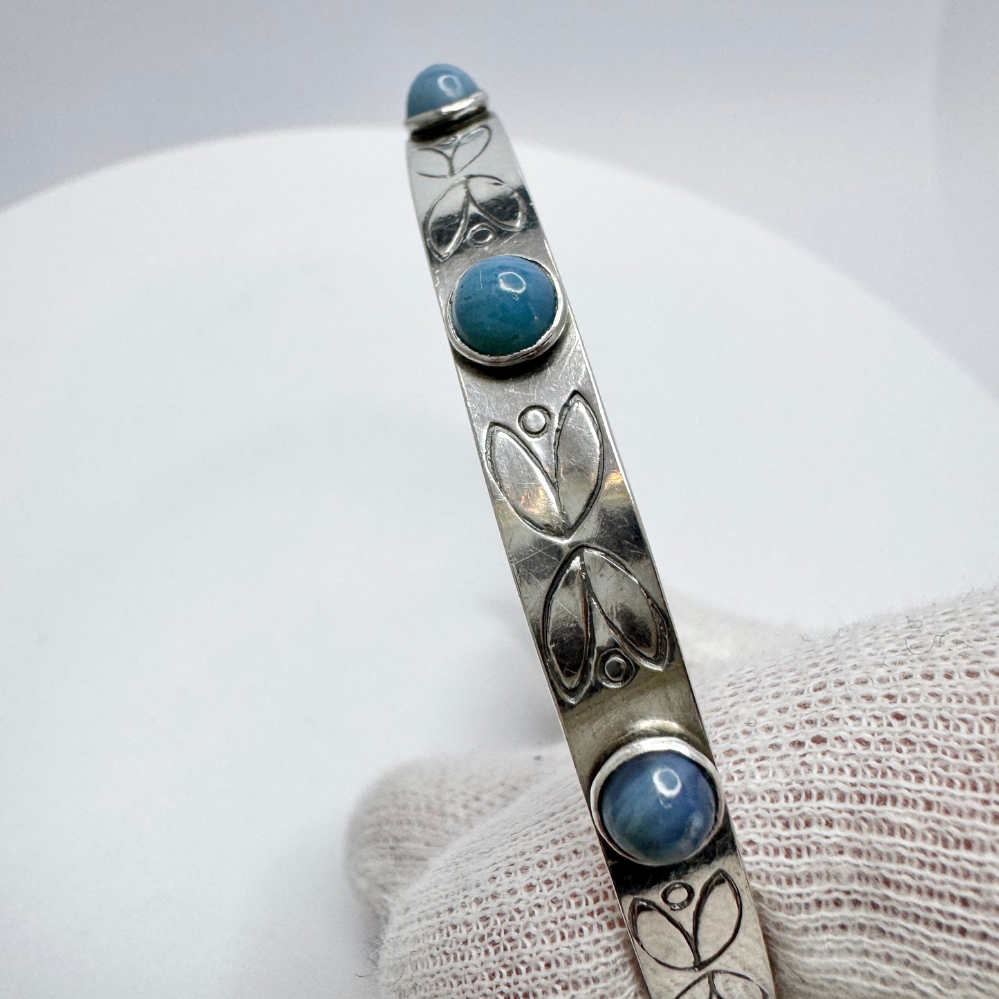 Victor Janson, Sweden year 1960. Vintage Sterling Silver Bergslagen-stone Bangle.