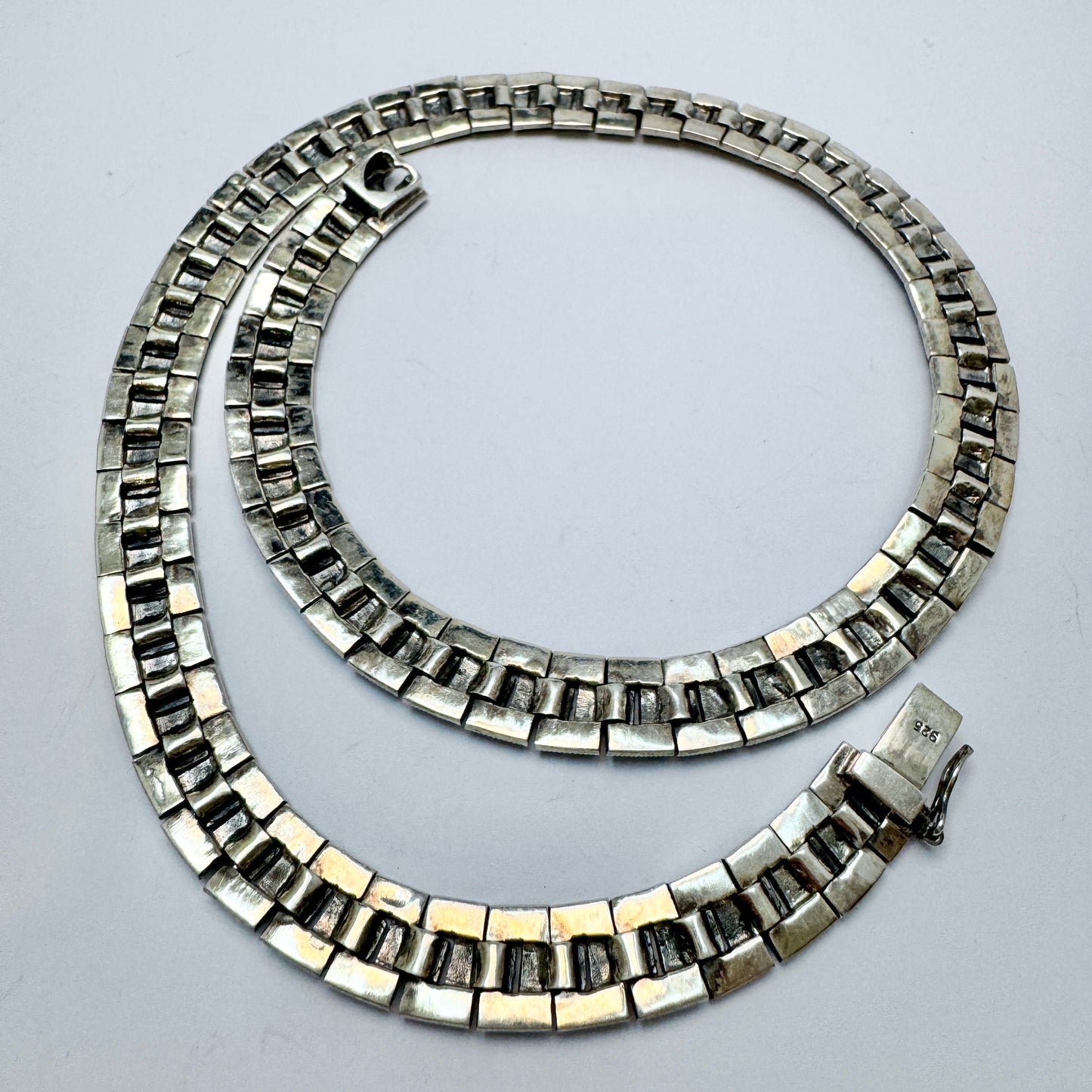 Vintage c 1950s. Sterling Silver Marcasite Necklace.