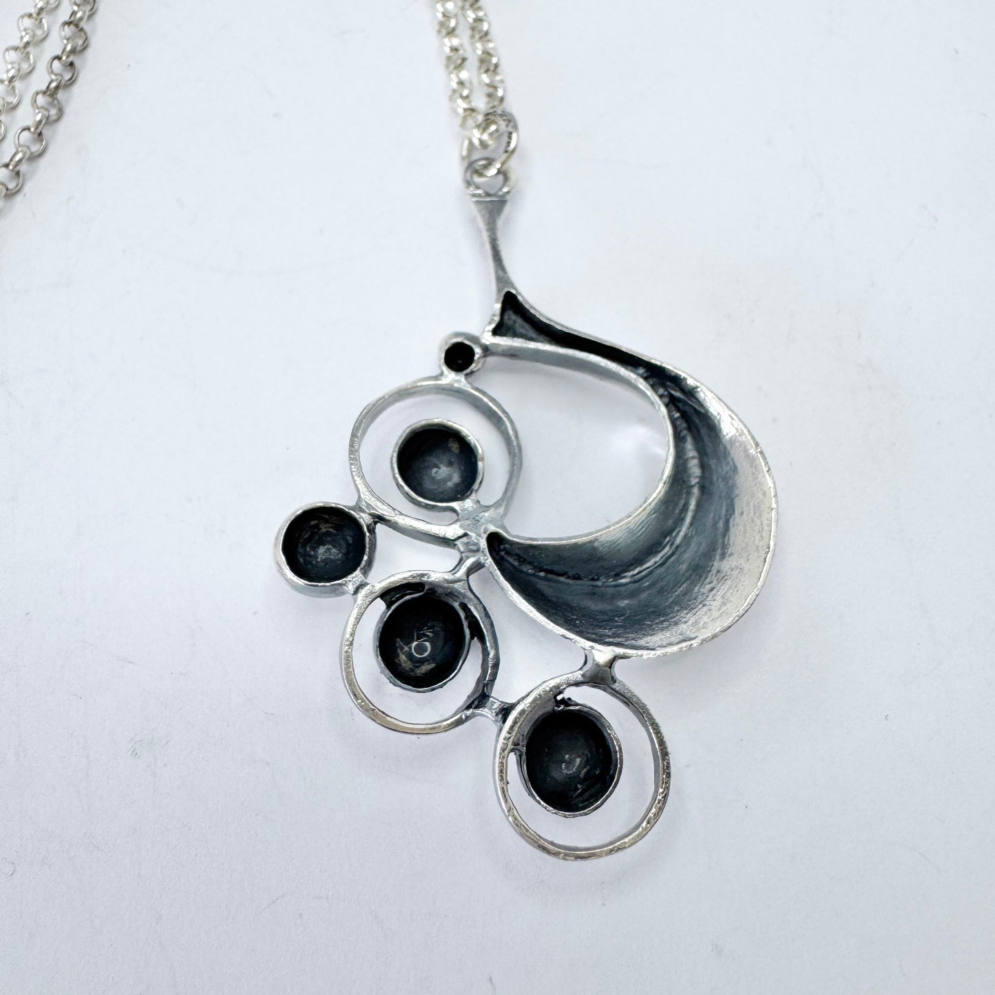 Alpo Tammi, Finland 1978. Vintage Solid Silver Pendant Necklace.