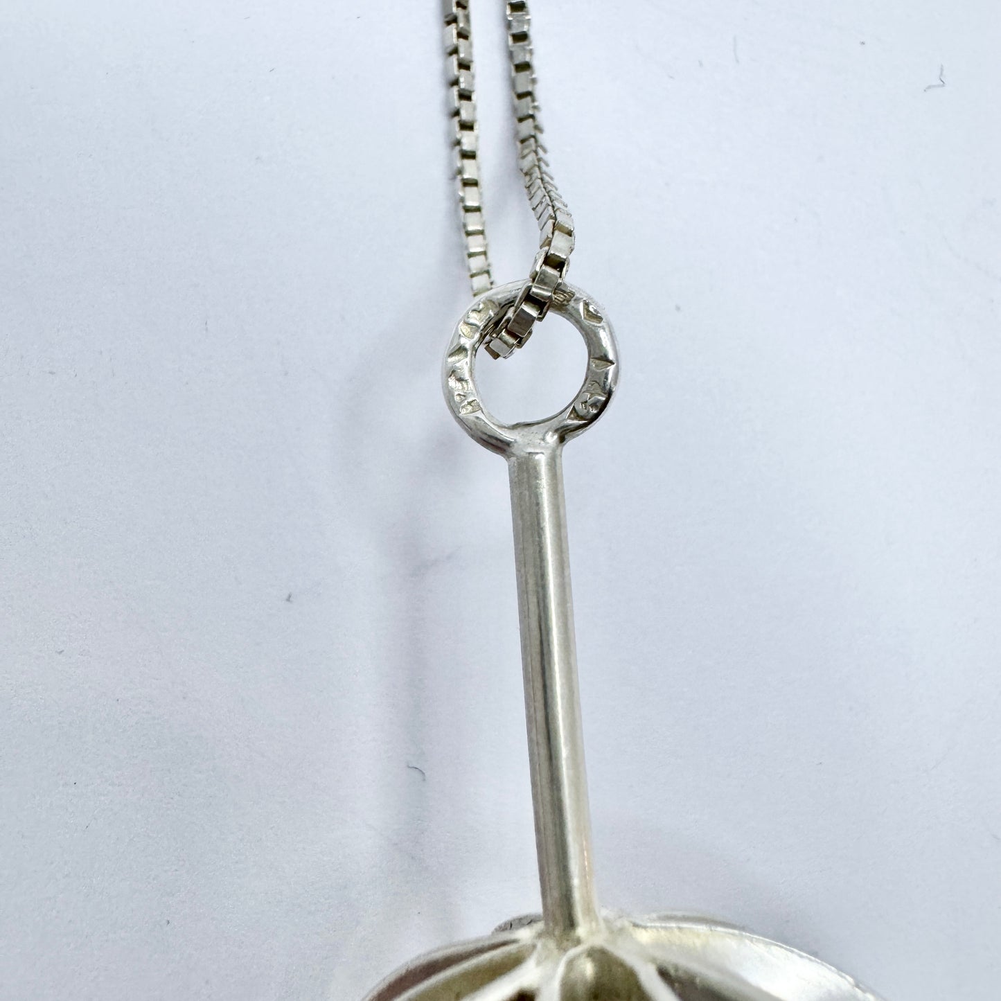 Victor Janson, Sweden 1972. Vintage Sterling Silver Sphere Pendant + Chain.