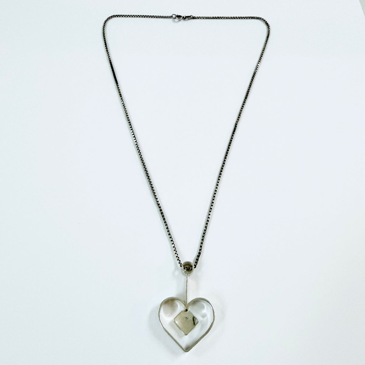 Victor Janson, Sweden year 1970. Vintage Sterling Silver Heart Pendant Necklace.