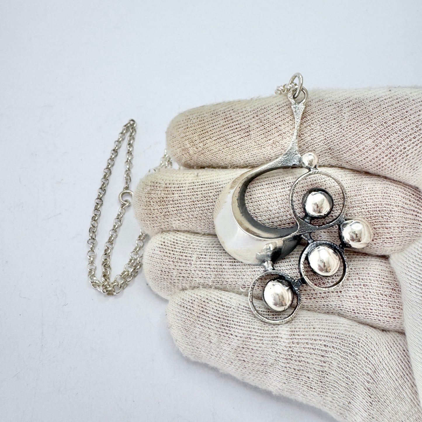 Alpo Tammi, Finland 1978. Vintage Solid Silver Pendant Necklace.