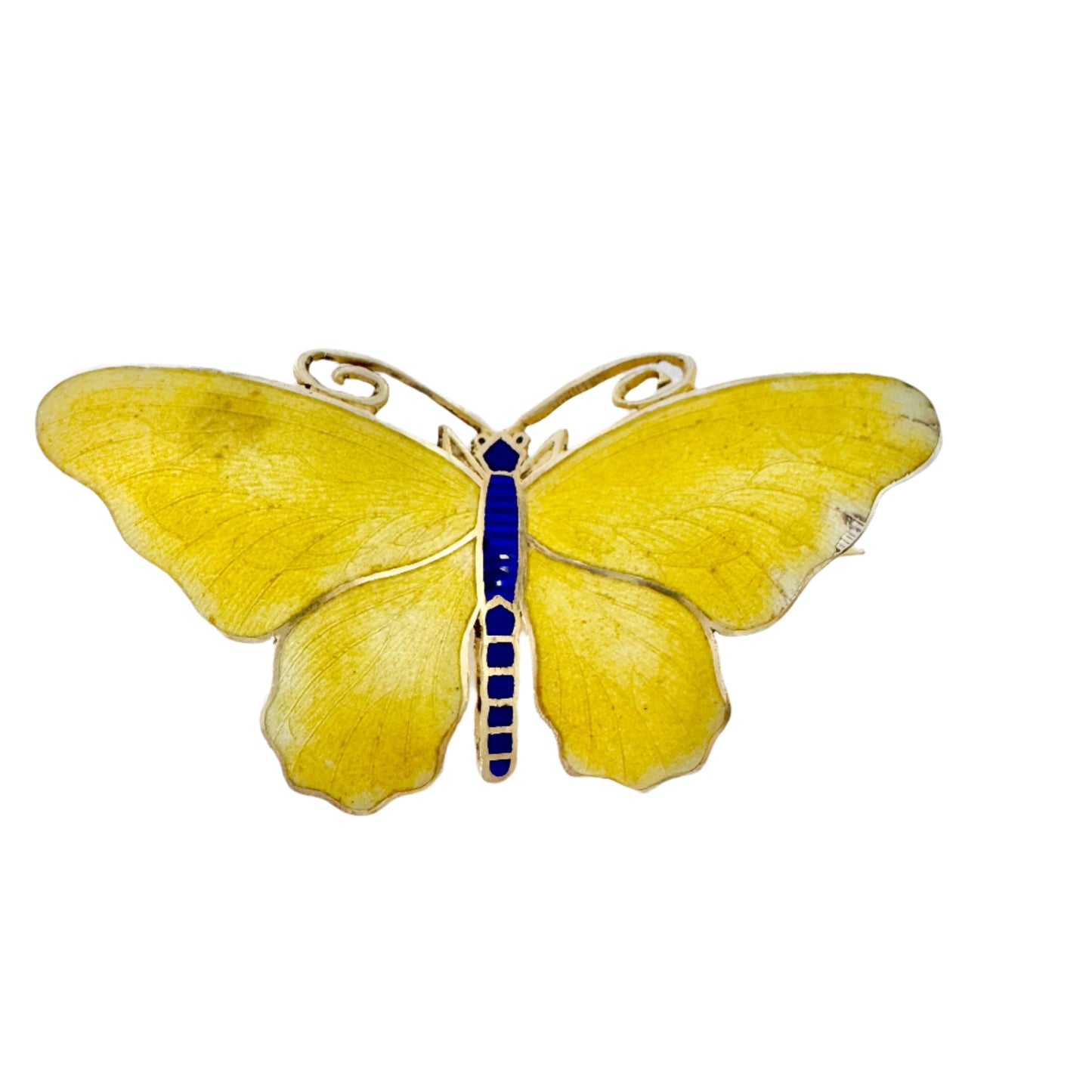 Sweden year 1919. Antique Sterling Silver Enamel Butterfly Brooch.