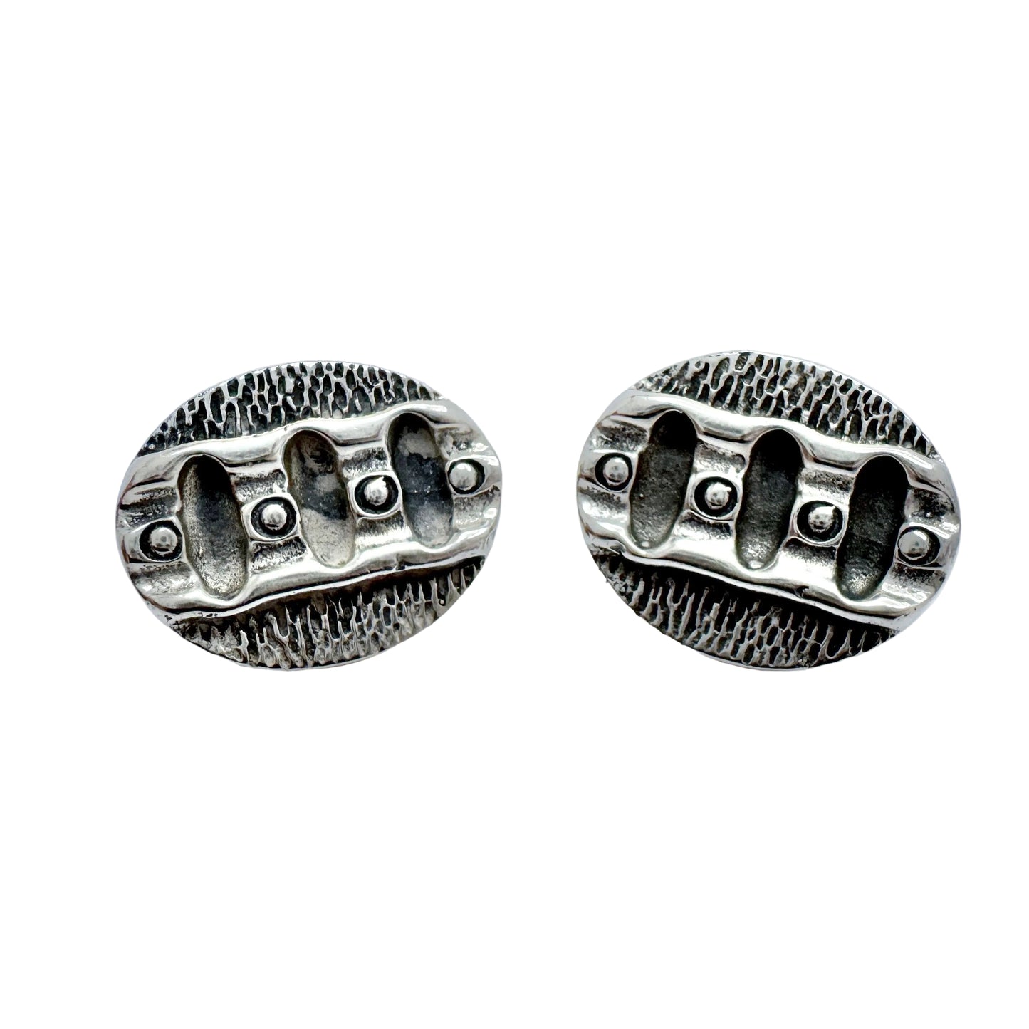 Kaplan, Sweden 1969. Large Vintage Modernist Sterling Silver Cufflinks