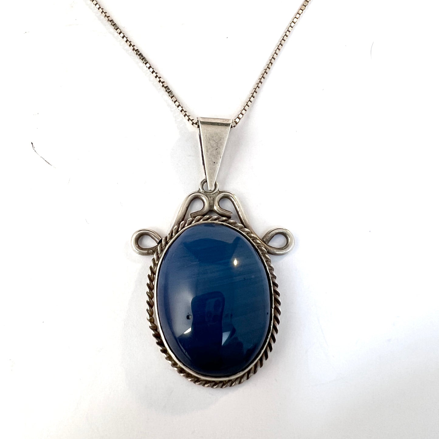 O Nordström, Sweden 1967. Vintage Sterling Silver Bergslagen-stone Pendant Necklace.