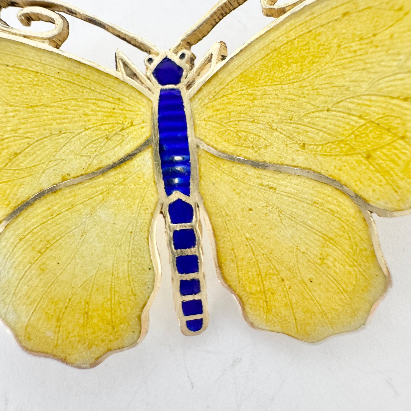 Sweden year 1919. Antique Sterling Silver Enamel Butterfly Brooch.