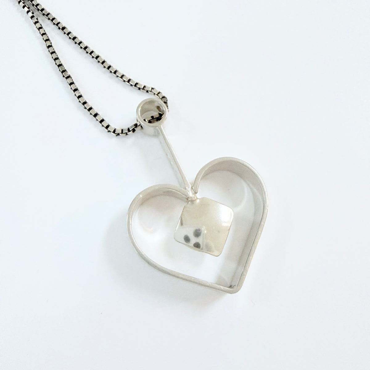 Victor Janson, Sweden year 1970. Vintage Sterling Silver Heart Pendant Necklace.