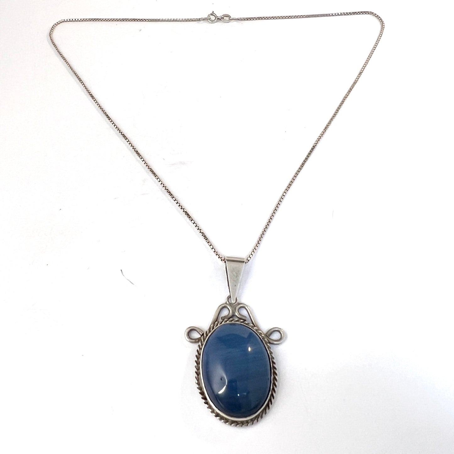 O Nordström, Sweden 1967. Vintage Sterling Silver Bergslagen-stone Pendant Necklace.