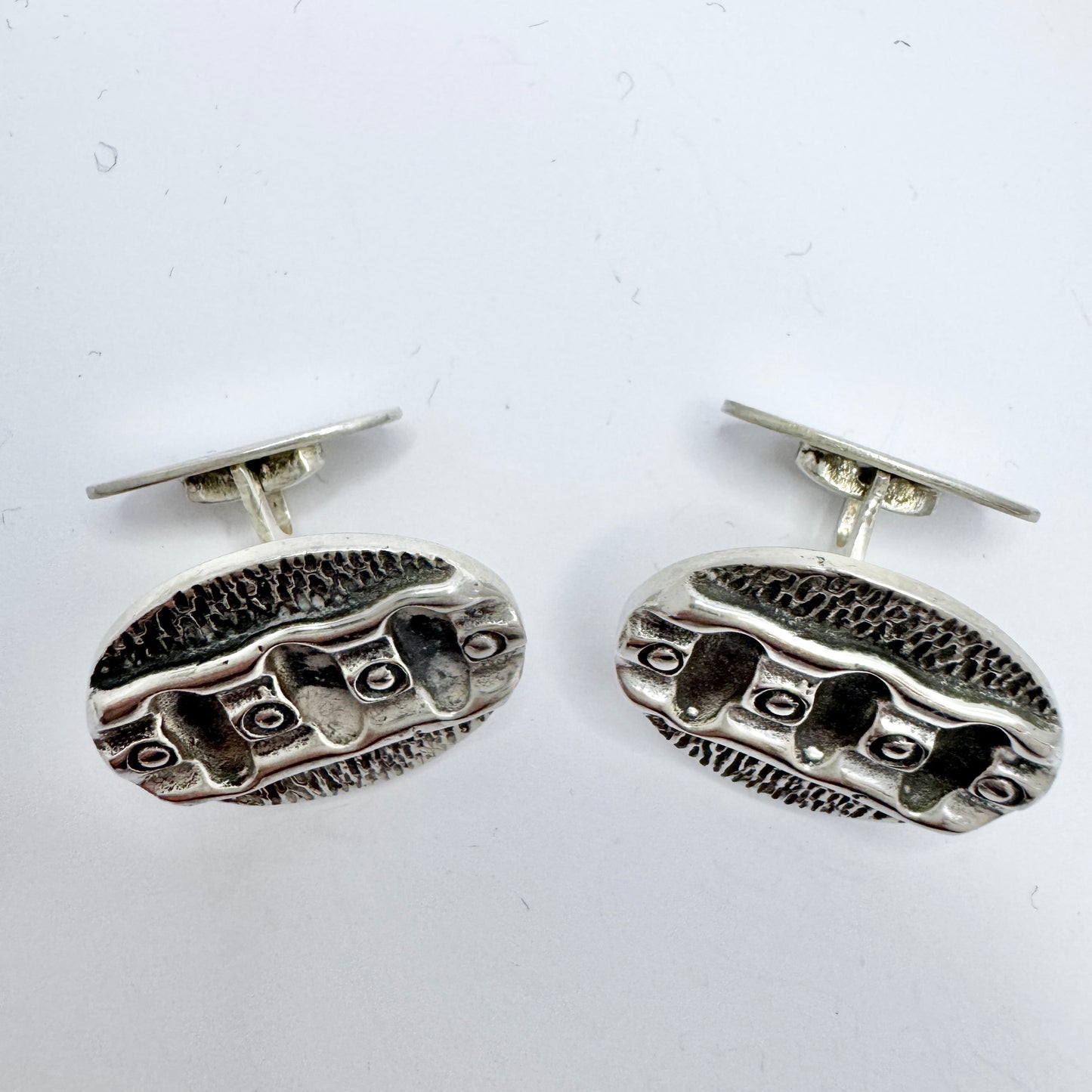 Kaplan, Sweden 1969. Large Vintage Modernist Sterling Silver Cufflinks