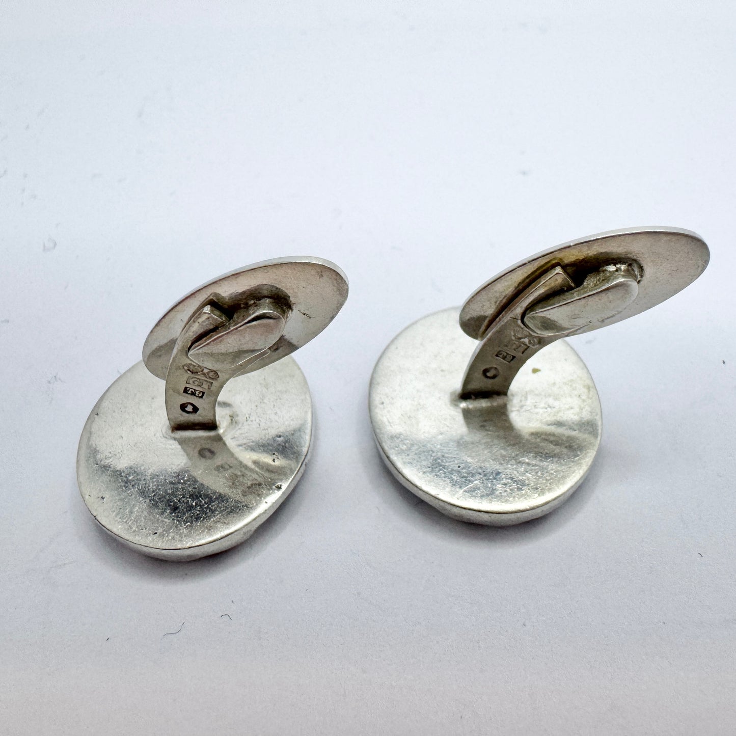 Kaplan, Sweden 1969. Large Vintage Modernist Sterling Silver Cufflinks