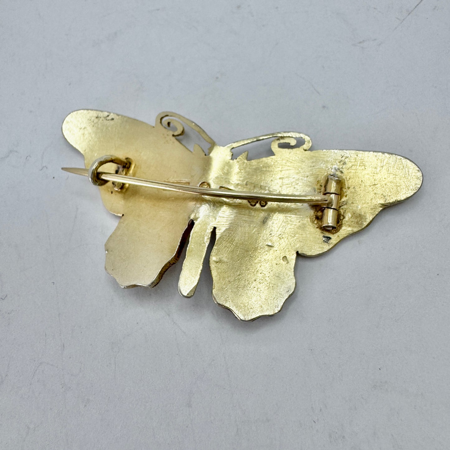 Sweden year 1919. Antique Sterling Silver Enamel Butterfly Brooch.