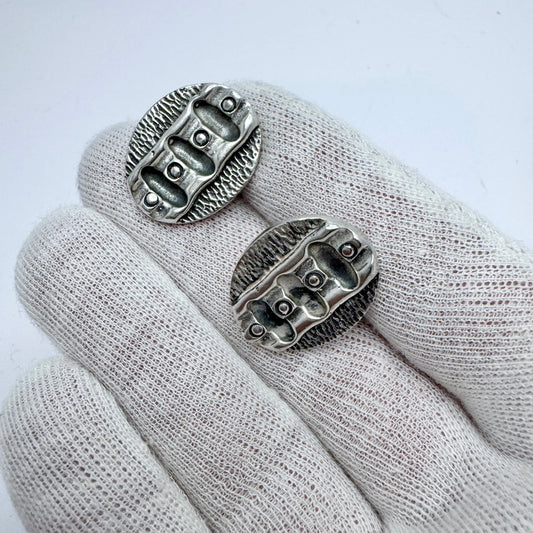 Kaplan, Sweden 1969. Large Vintage Modernist Sterling Silver Cufflinks