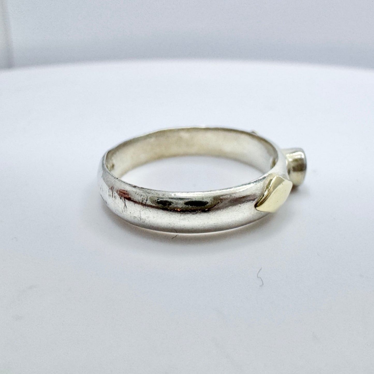 Vintage Sterling Silver 14k Gold CZ Ring.