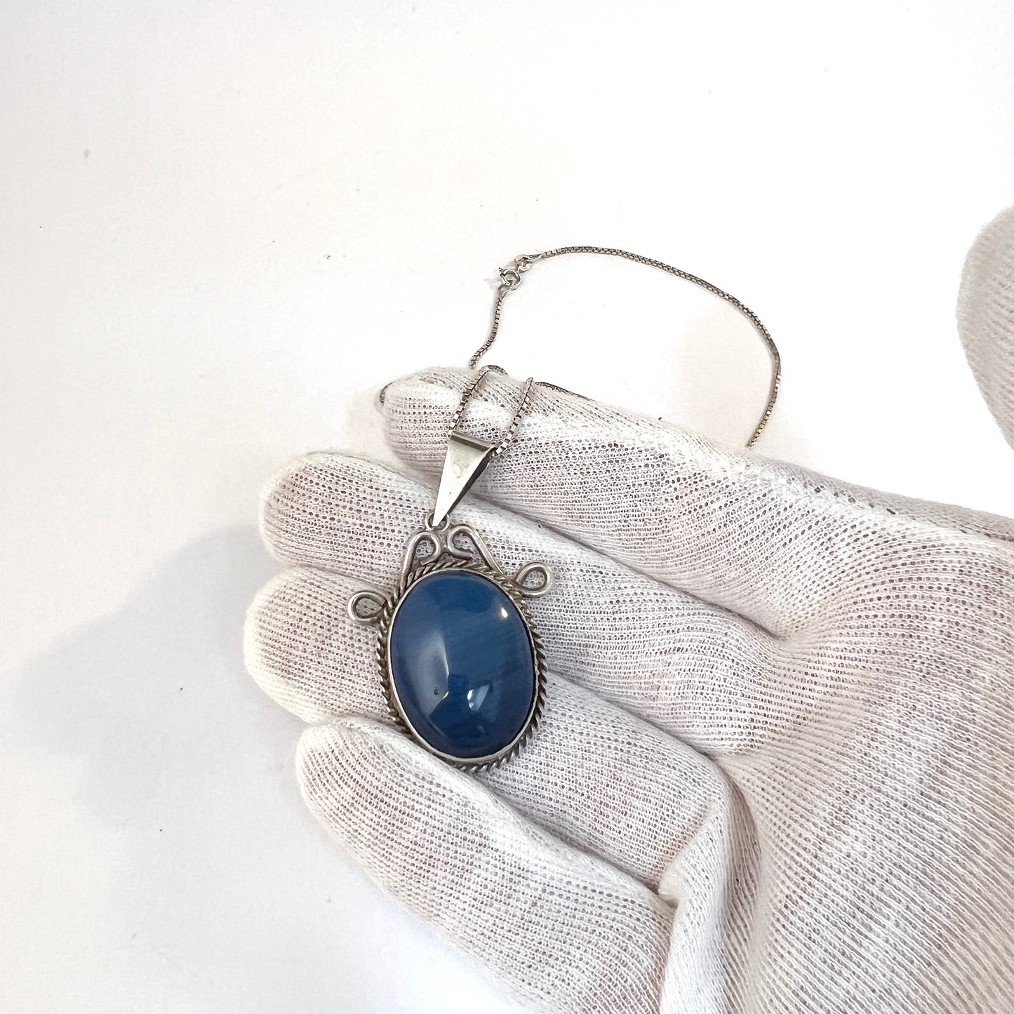 O Nordström, Sweden 1967. Vintage Sterling Silver Bergslagen-stone Pendant Necklace.