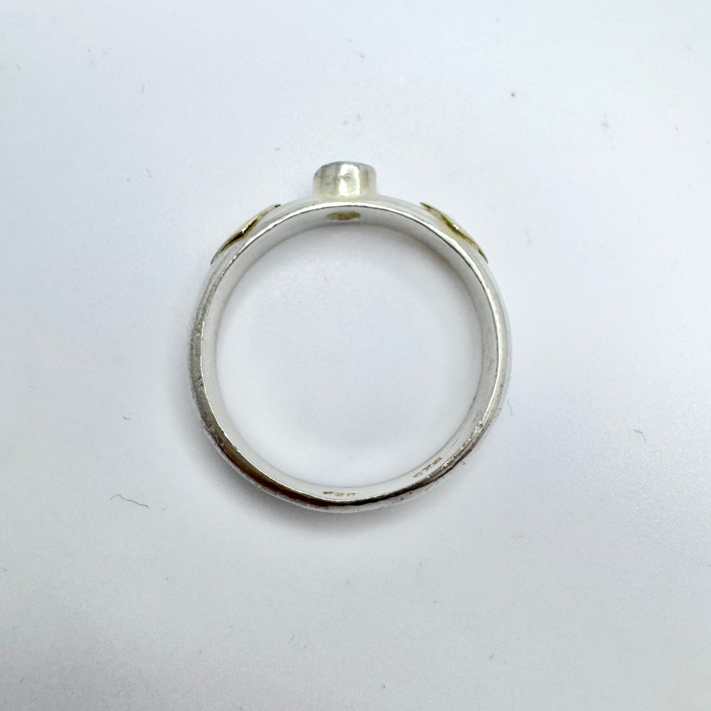 Vintage Sterling Silver 14k Gold CZ Ring.