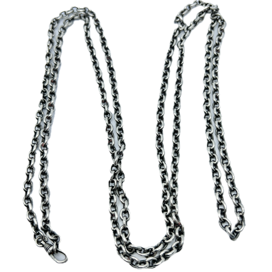 Sweden c 1900. Antique 830 Silver 56 inch Longuard Chain Necklace.