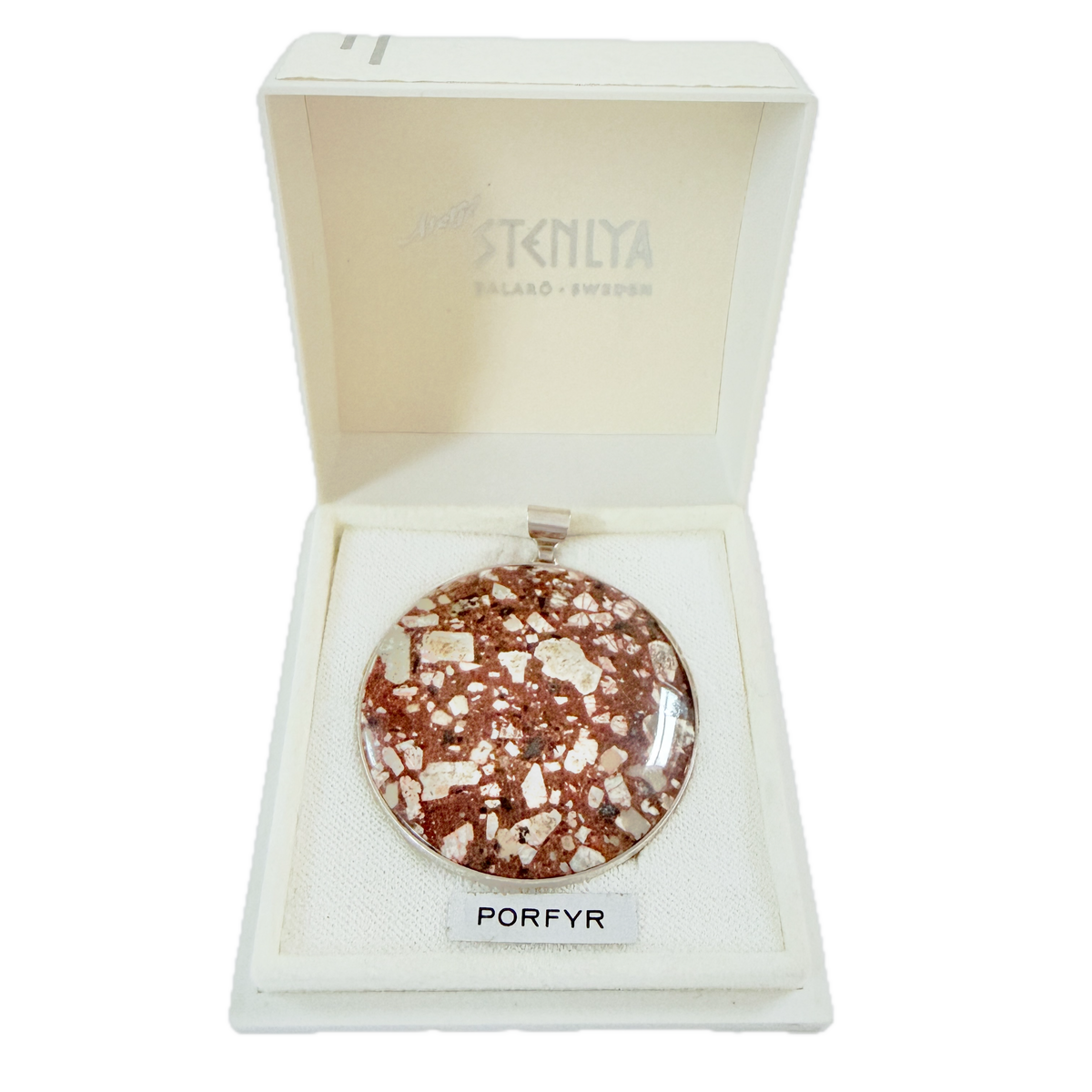Stenlya, Sweden year 1970. Vintage Sterling Silver Porphyry  Pendant. Boxed.