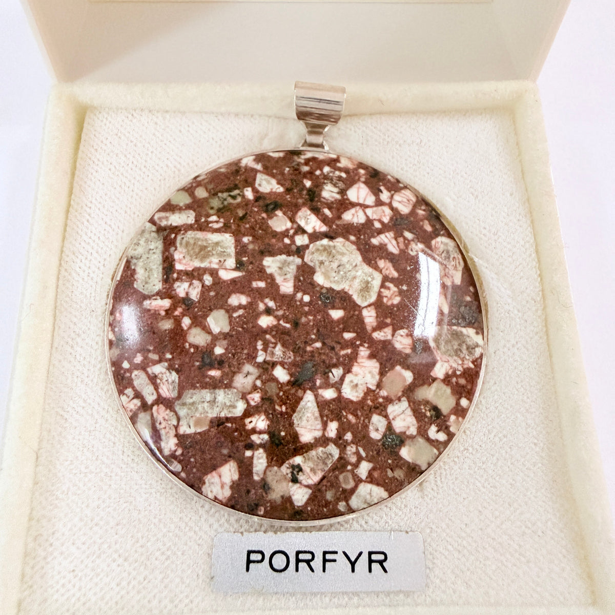 Stenlya, Sweden year 1970. Vintage Sterling Silver Porphyry  Pendant. Boxed.