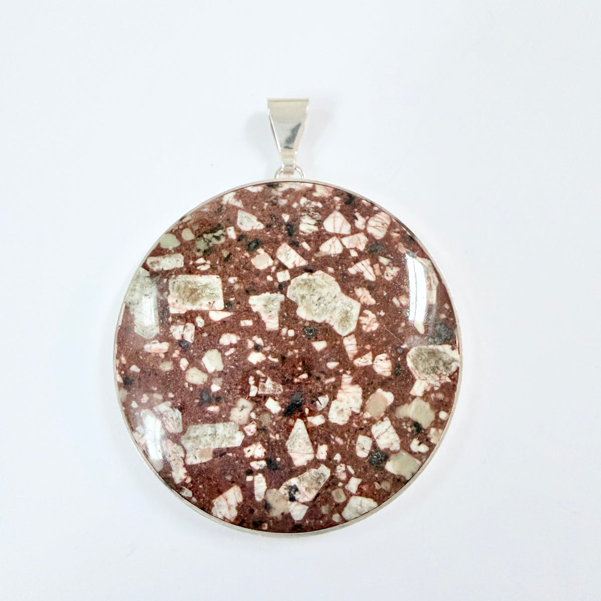 Stenlya, Sweden year 1970. Vintage Sterling Silver Porphyry  Pendant. Boxed.