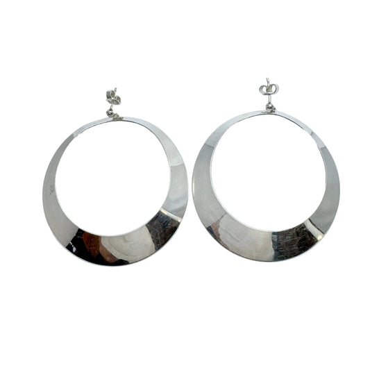 Alton, Sweden 1980s. Very Large Vintage Sterling Silver Earrings.