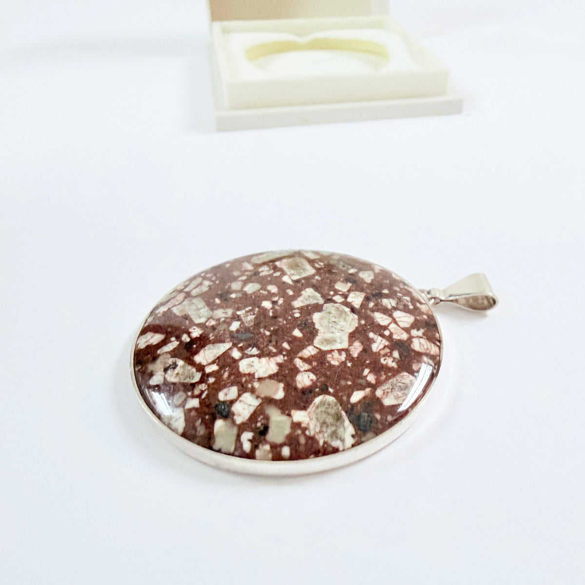 Stenlya, Sweden year 1970. Vintage Sterling Silver Porphyry  Pendant. Boxed.