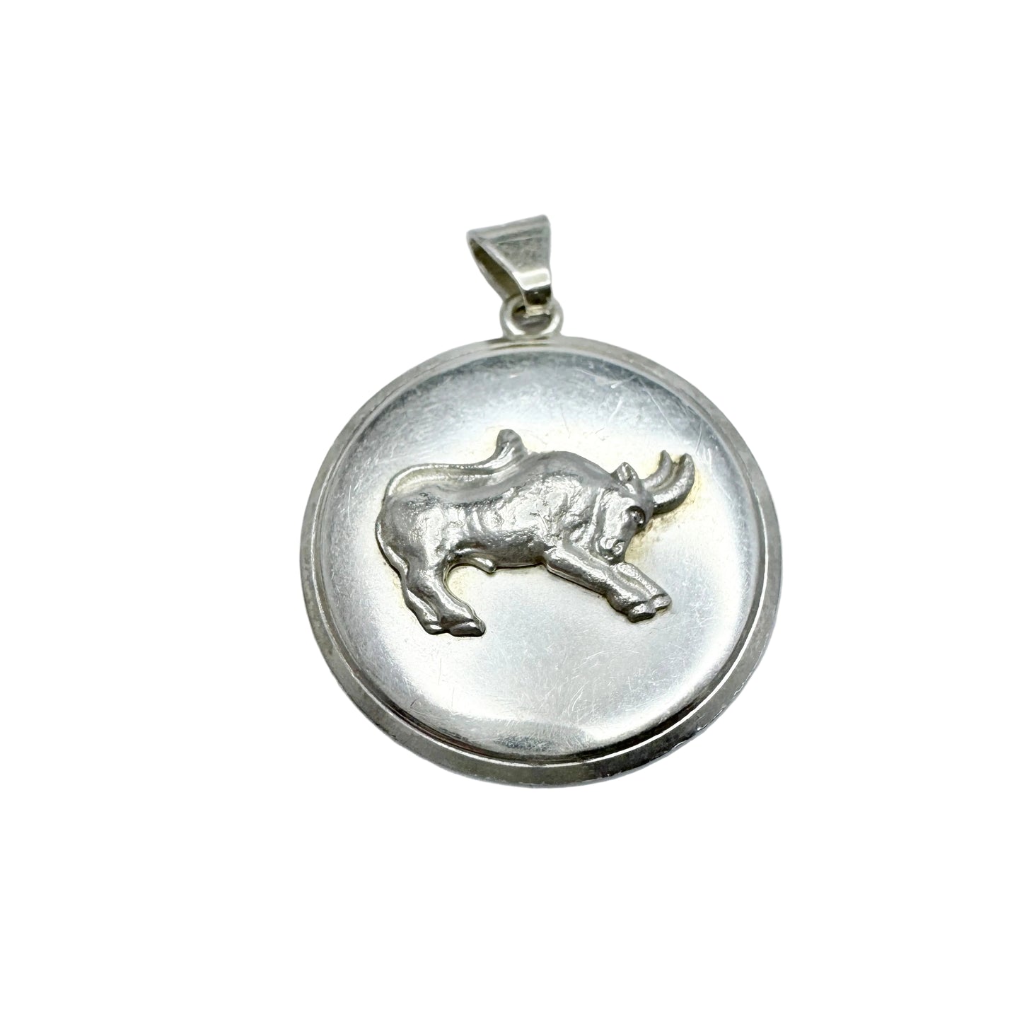 Wiktorsson, Sweden c 1960s. Vintage Sterling Silver Zodiac Taurus Pendant.
