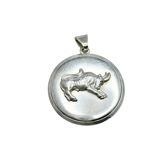 Wiktorsson, Sweden c 1960s. Vintage Sterling Silver Zodiac Taurus Pendant.