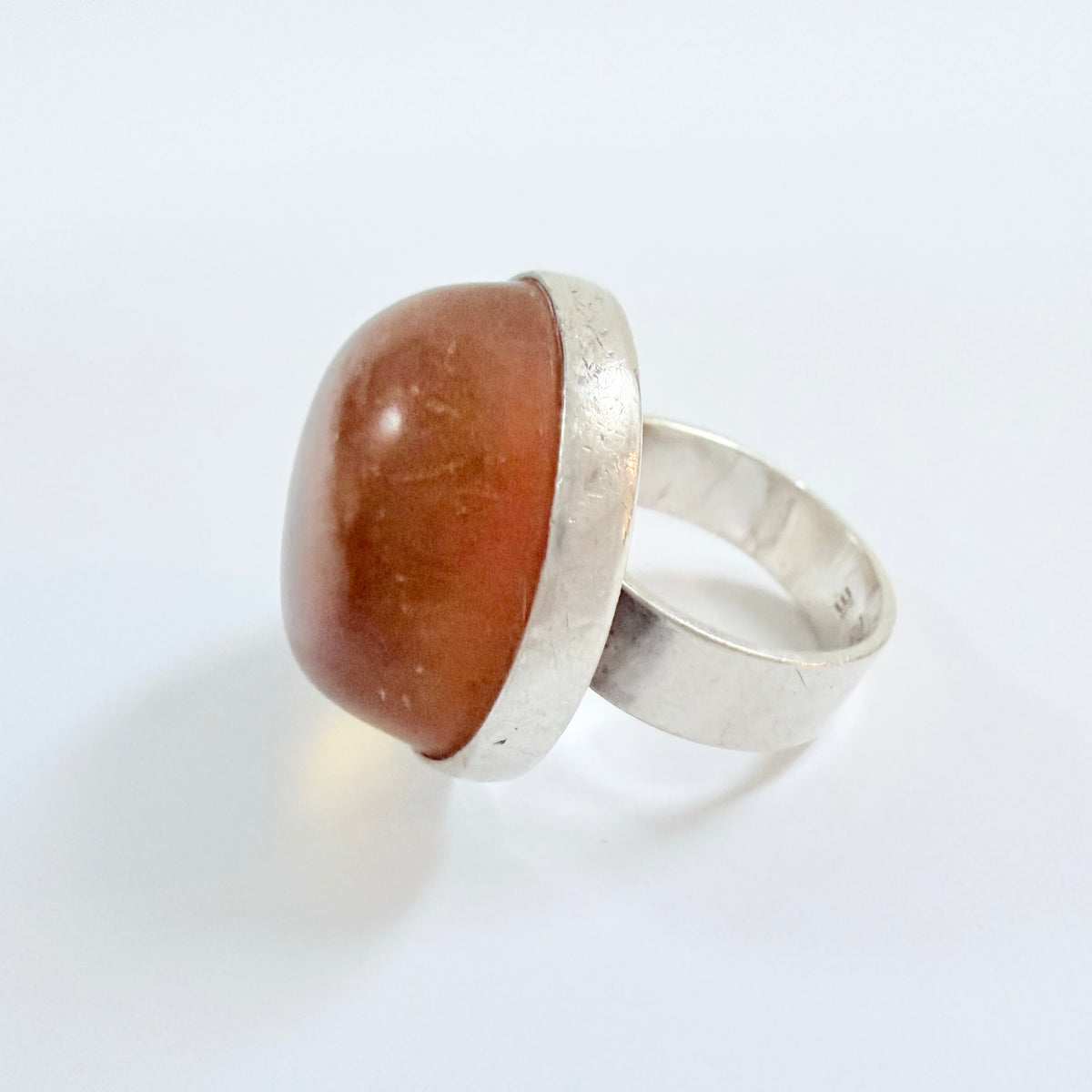Bold Vintage Sterling Silver Amber Ring.