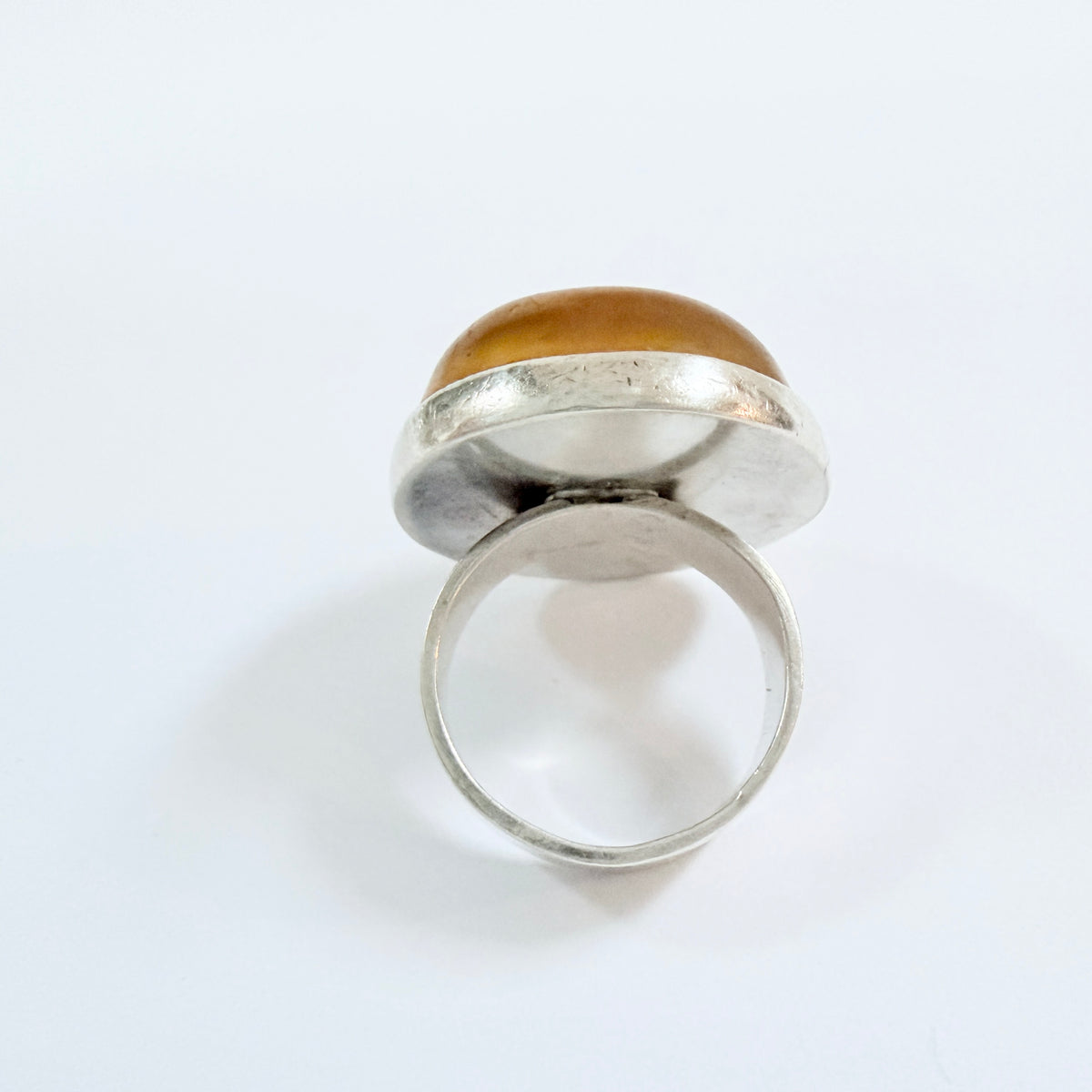 Bold Vintage Sterling Silver Amber Ring.