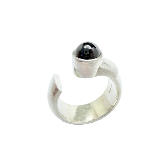 TJL, England. Chunky Sterling Silver Garnet Ring.