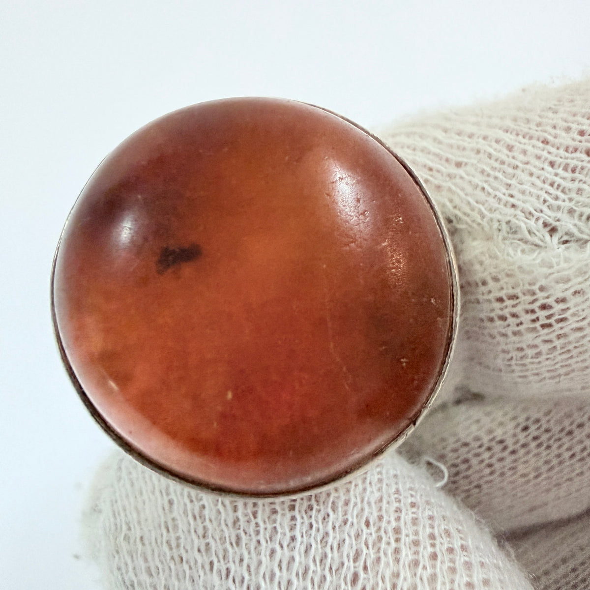Bold Vintage Sterling Silver Amber Ring.