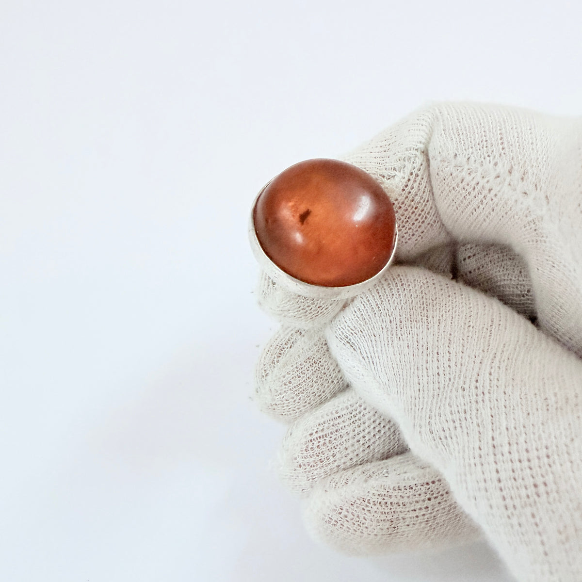 Bold Vintage Sterling Silver Amber Ring.