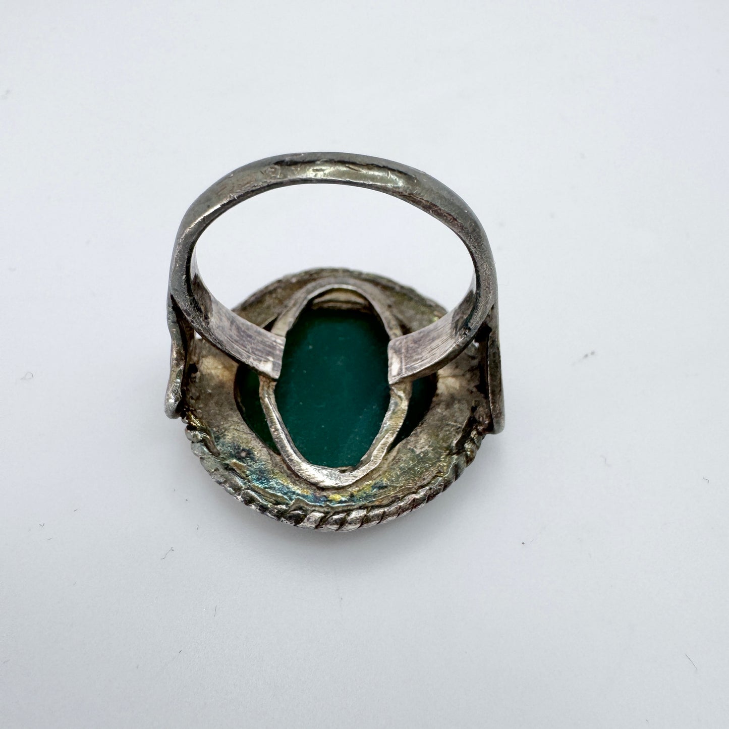Vintage Sterling Silver Chrysoprase Ring.