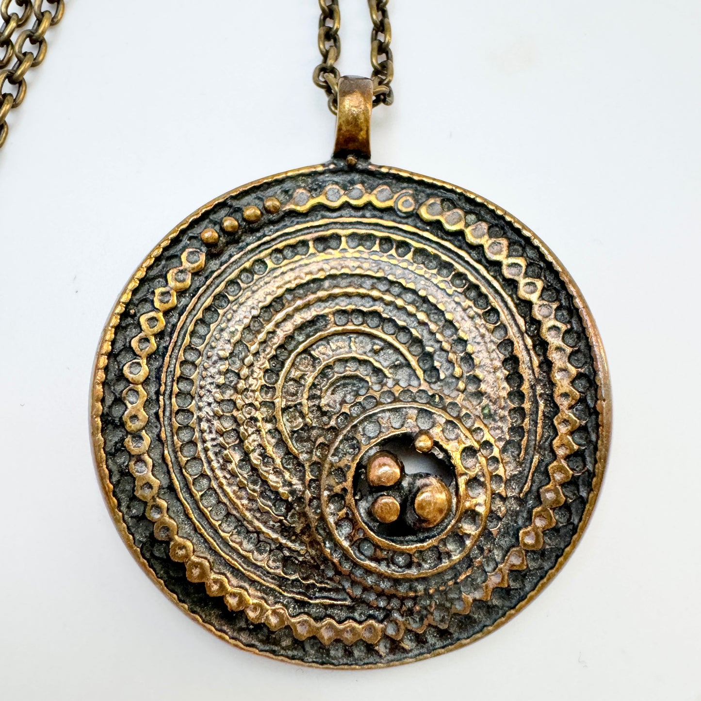 Jorma Laine, Finland. VIntage c 1970s Bronze Pendant Necklace.