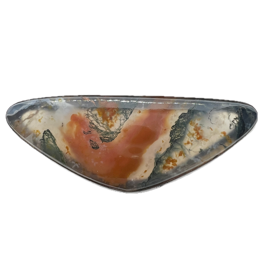 GUSSI, Sweden 1958. Vintage Sterling Silver Moss Agate Brooch.