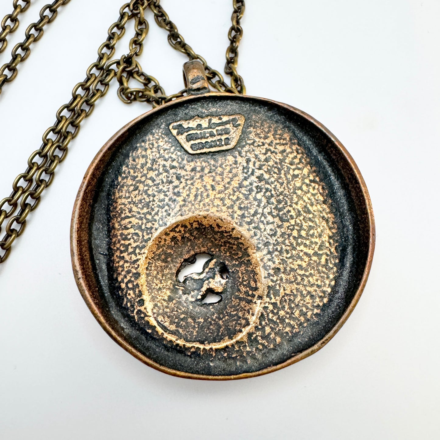 Jorma Laine, Finland. VIntage c 1970s Bronze Pendant Necklace.