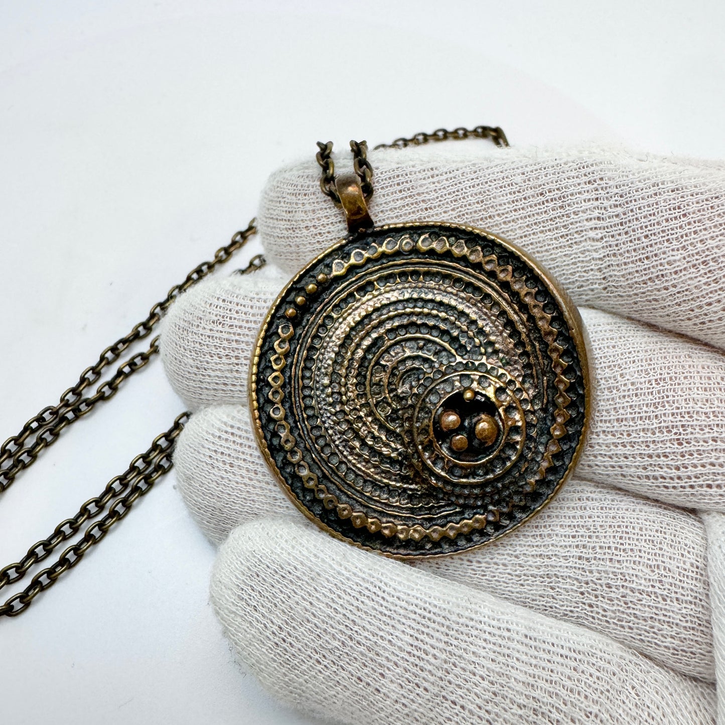 Jorma Laine, Finland. VIntage c 1970s Bronze Pendant Necklace.