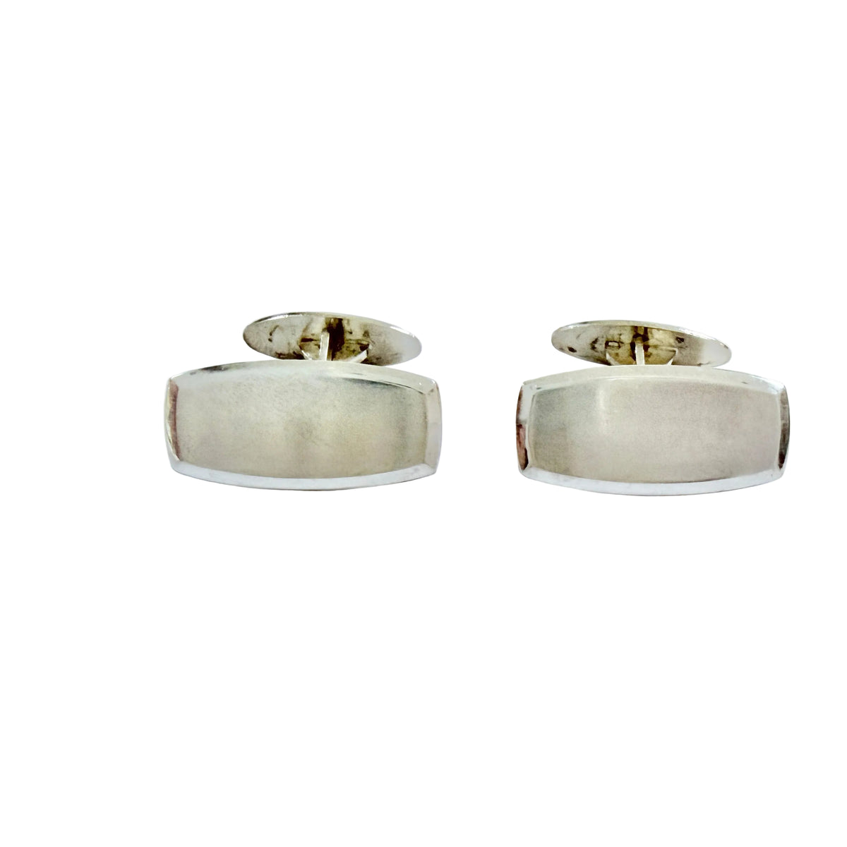 Vintage c 1950s. Solid Silver Unengraved Cufflinks.