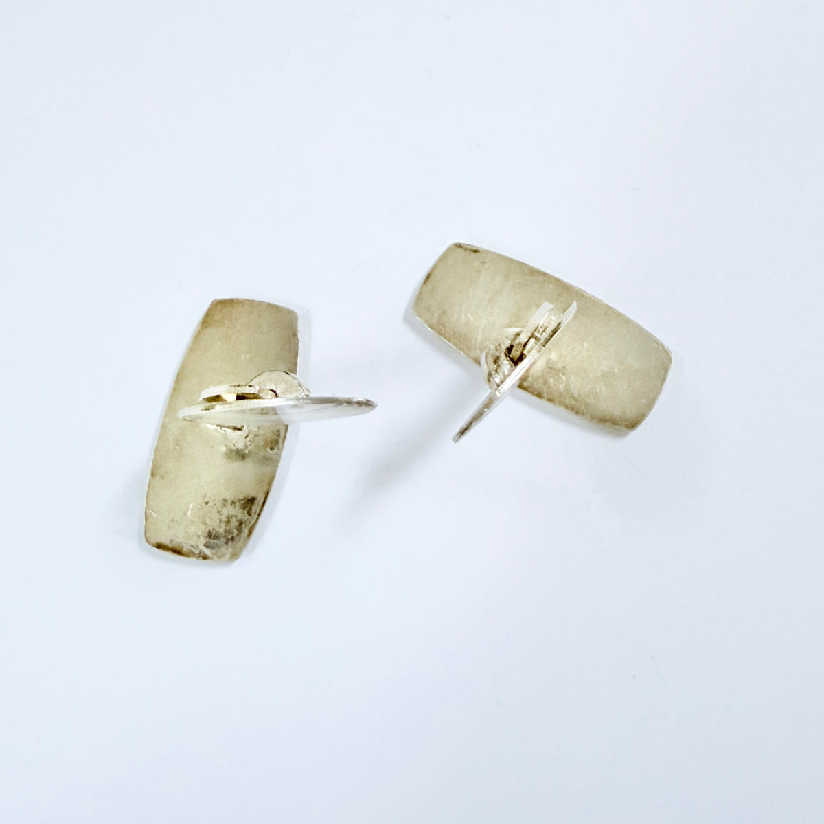 Vintage c 1950s. Solid Silver Unengraved Cufflinks.