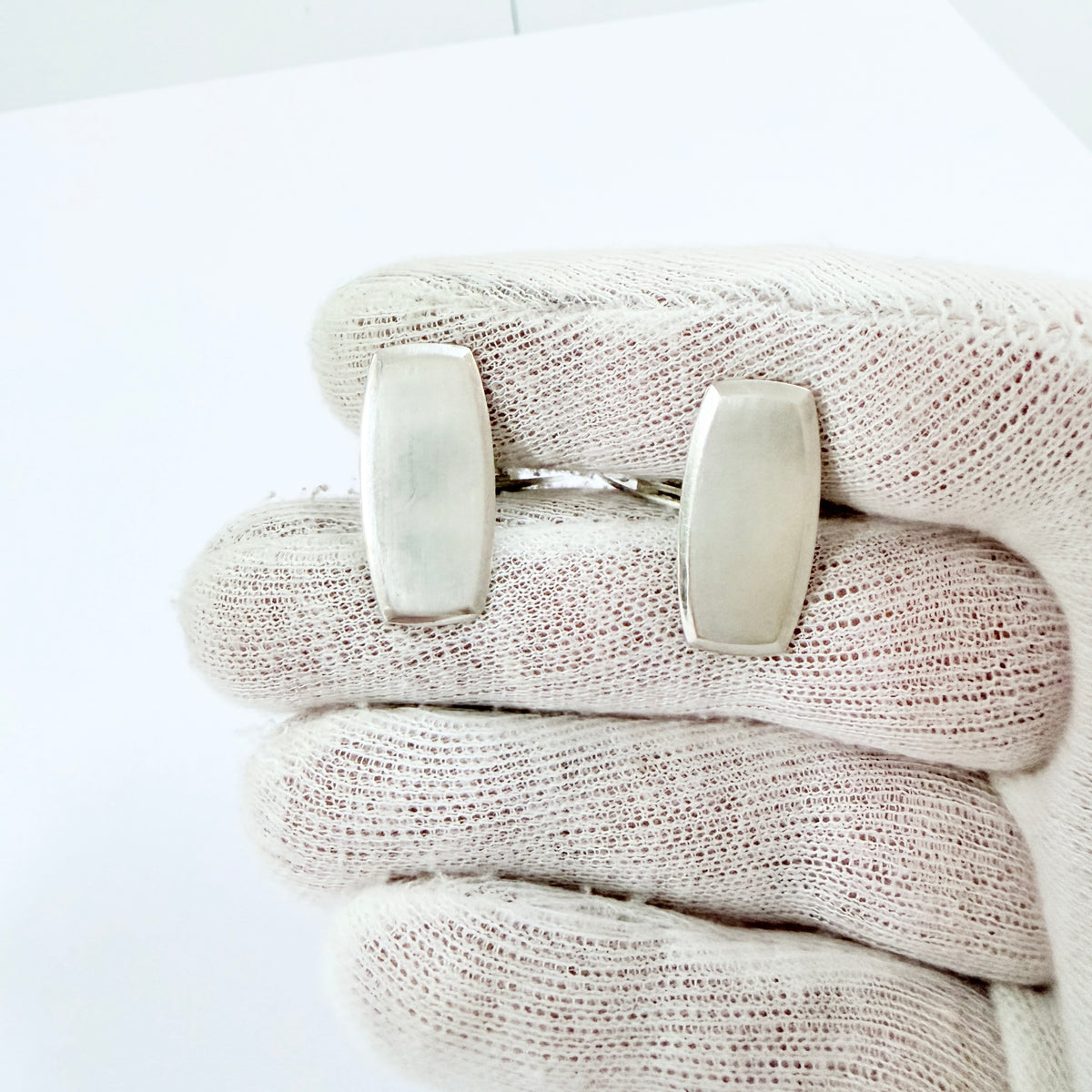 Vintage c 1950s. Solid Silver Unengraved Cufflinks.