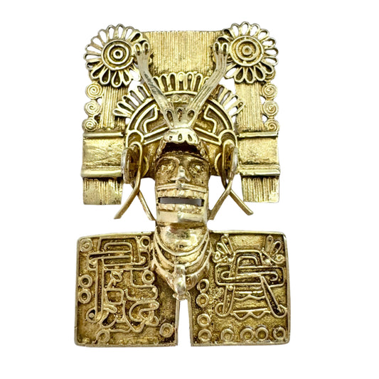 Vintage Sterling Silver South American 3D Brooch Pendant.