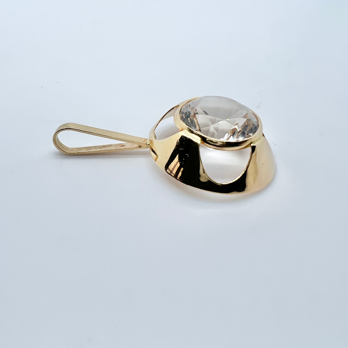 Bength Hallberg, Sweden c 1970. Vintage 18k Gold Rock Crystal Pendant.