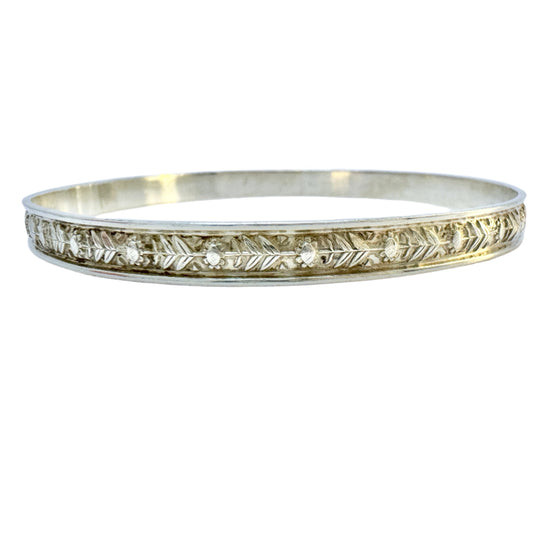 Andrens, Sweden 1959. Vintage Solid Silver Sunflower Arm-band Bangle Bracelet.