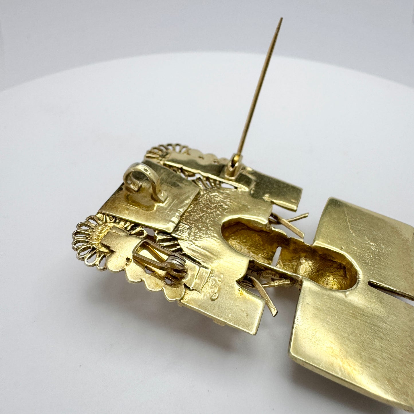 Vintage Sterling Silver South American 3D Brooch Pendant.