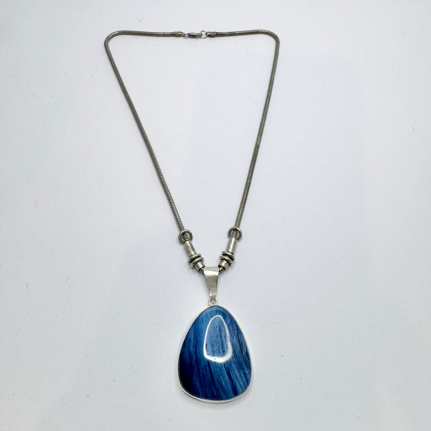 O Nordström, Sweden 1971. Vintage Sterling Silver Bergslagen-stone Pendant + Chain.