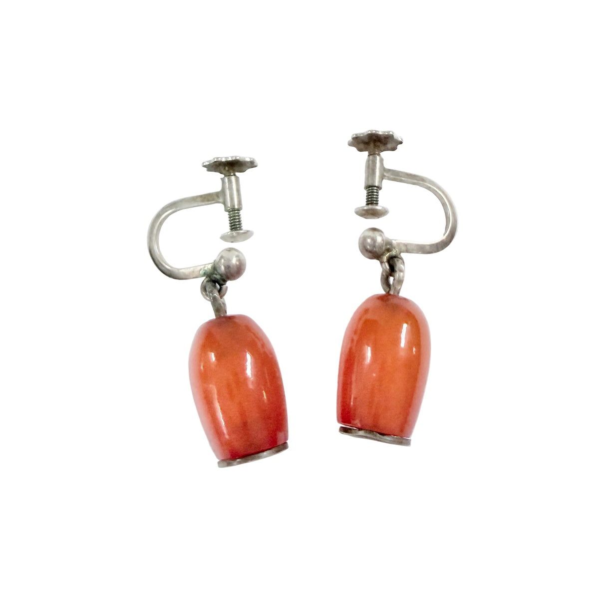 Oscar Pärno / Opifors, Sweden ca 1960s. Vintage Solid Silver Carnelian Earrings.