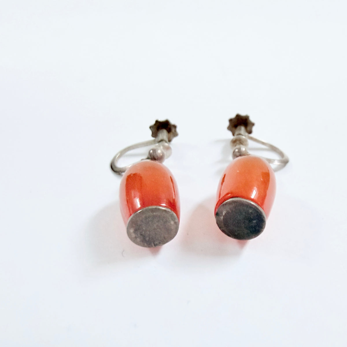 Oscar Pärno / Opifors, Sweden ca 1960s. Vintage Solid Silver Carnelian Earrings.