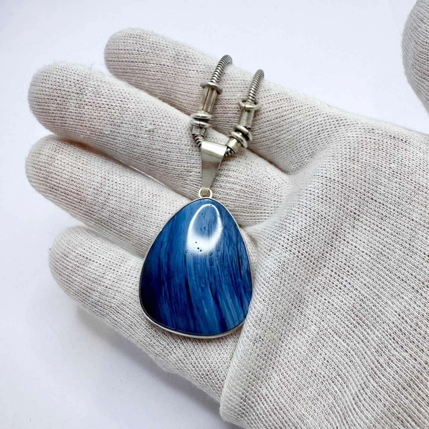 O Nordström, Sweden 1971. Vintage Sterling Silver Bergslagen-stone Pendant + Chain.