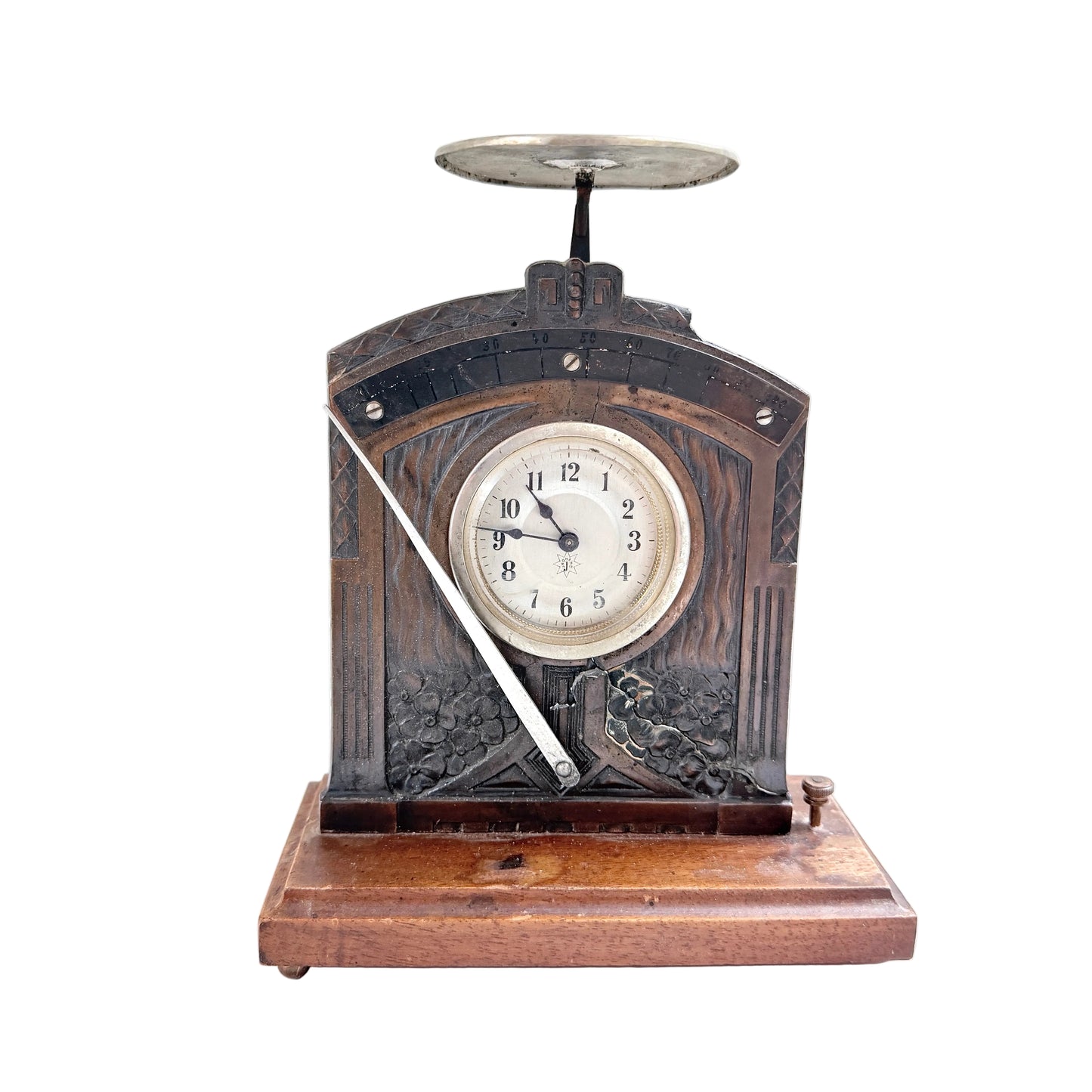Junghans, Germany early 1900s. Antique Jugendstil Table Clock with Scale