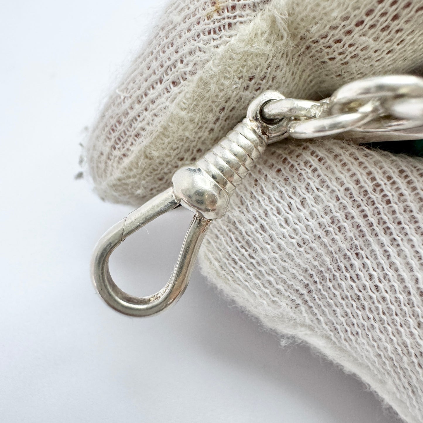 Large Vintage Sterling Silver Malachite Pendant.